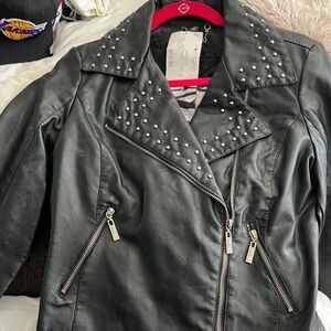 Black studded leather jacket